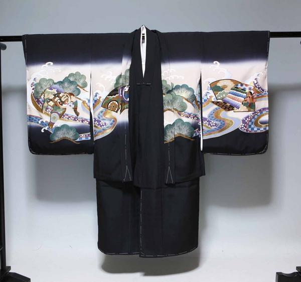  натуральный шелк "Семь, пять, три" мужчина . праздник кимоно комплект 1201 первоклассный товар . лет 