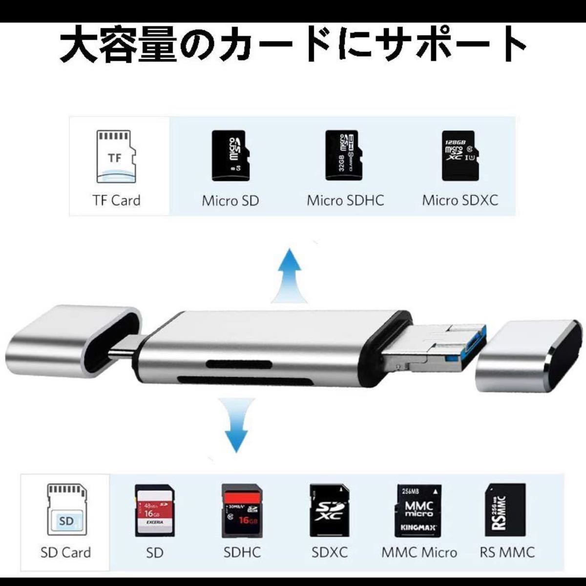 カードリーダータイプ c + マイクロ USB + USB2.0 