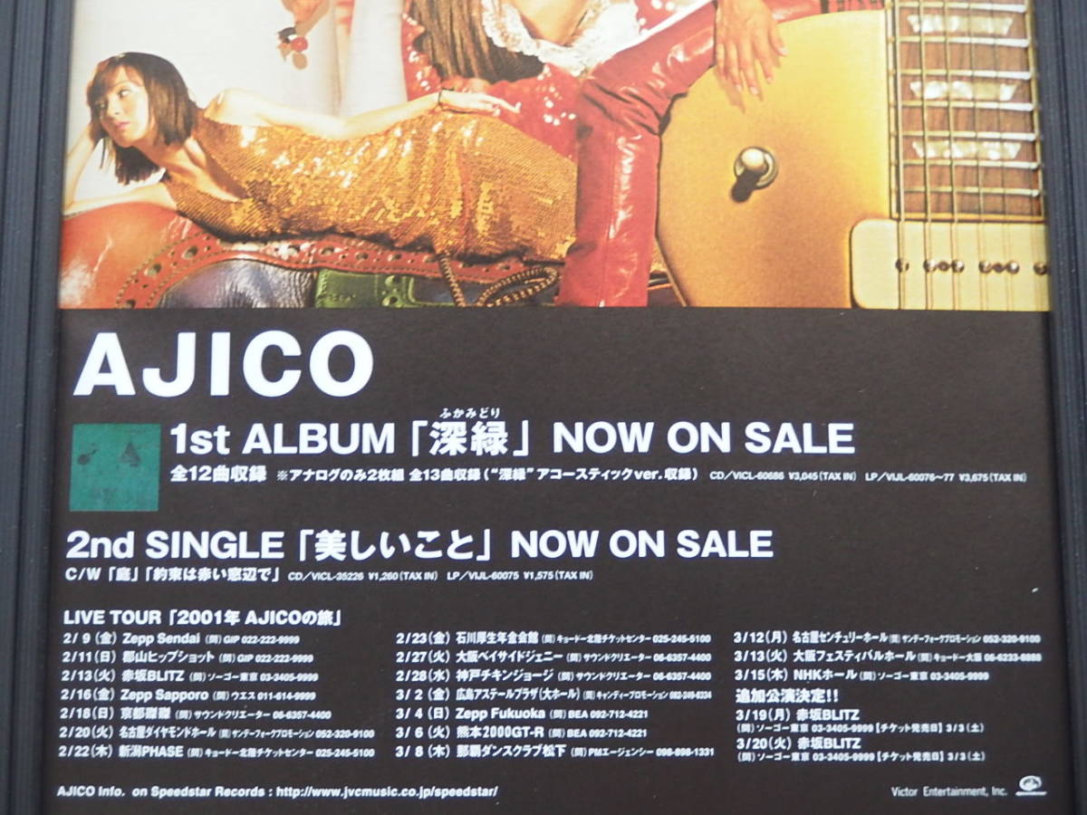 AJICO UA浅井健一★額装品★深緑 美しいこと雑誌掲載広告 ブランキージェットシティ インテリア♪ 贈り物♪ 送料無料！