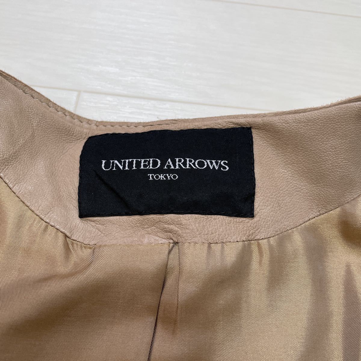 ユナイテッドアローズ UNITED ARROWS レディース レザージャケット 羊革 ライダースジャケット サイズ36_画像4