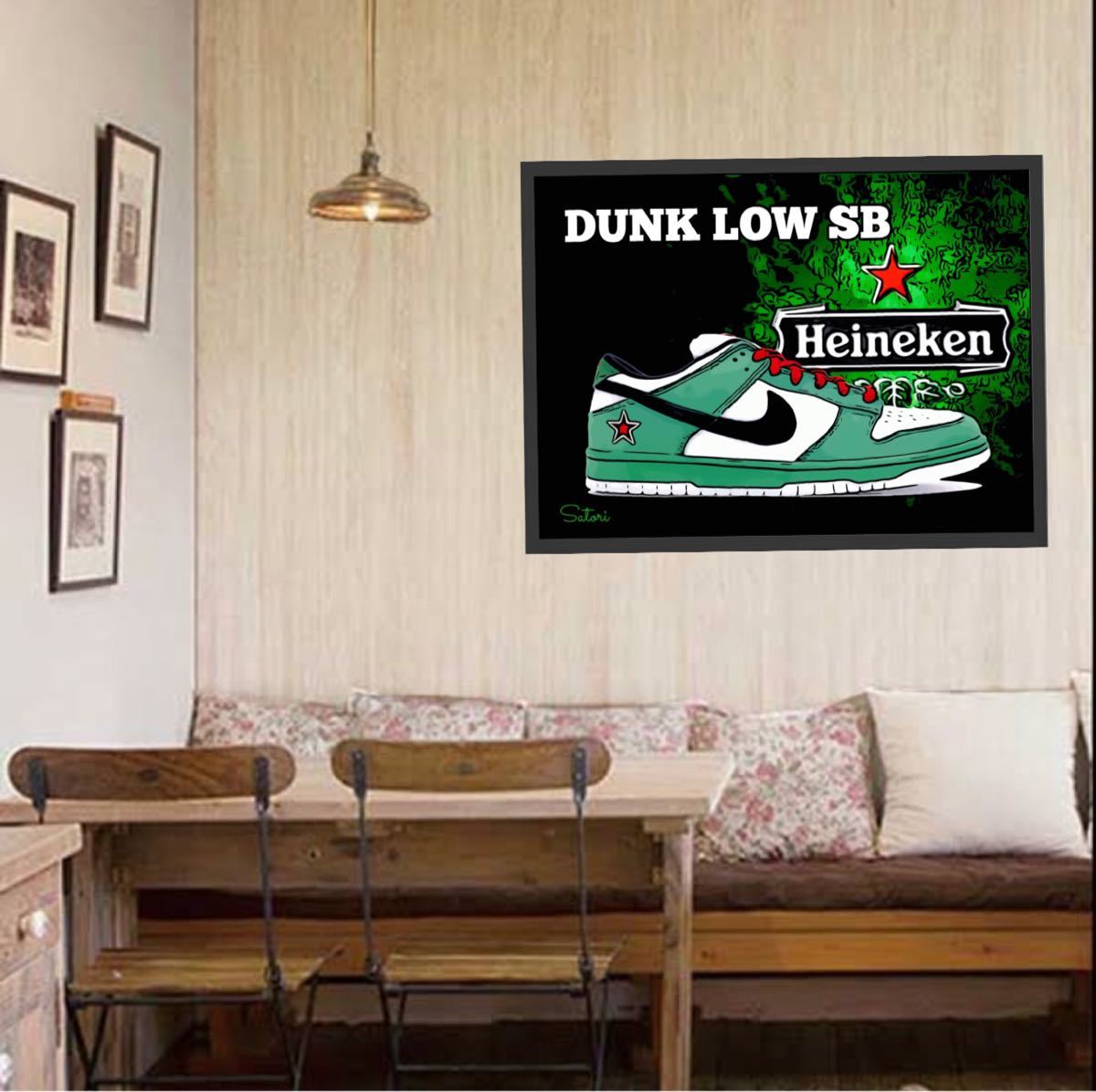 SB DUNK LOW HEINEKEN コミックシューズ ポスター 額付き