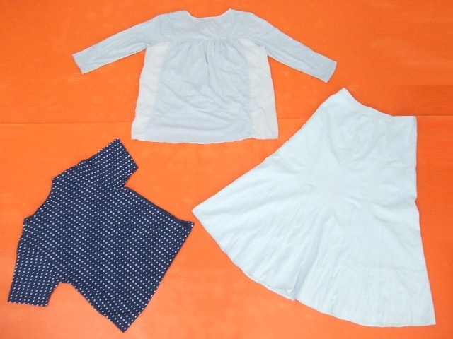 【お買得！】★青系レディース3点セット★①eulady/半袖Tシャツ　②Lucky Brand/長袖カットソー　③萌奈香/ロングスカート　M～Lサイズ_画像2