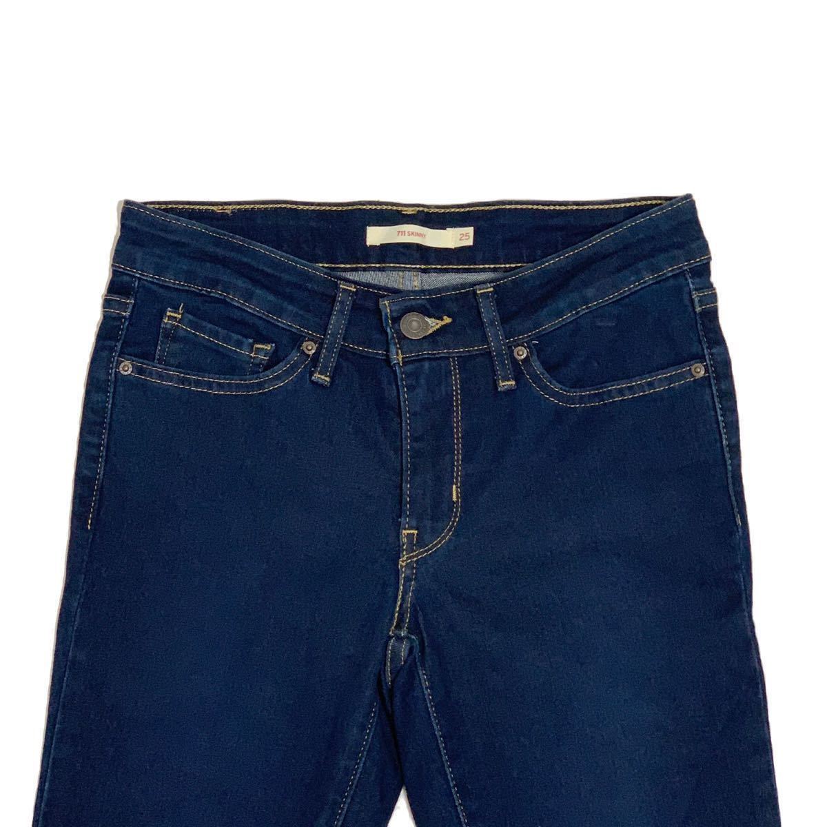 440g*Levi\'s Levi's * стрейч обтягивающий *711 SKINNY*W25* талия 69cm* Rollei z*...* темно синий 