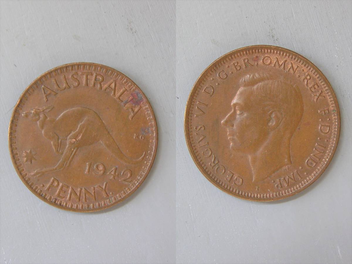 オーストラリア連邦　ジョージ６世　ペニー青銅貨　１９３９