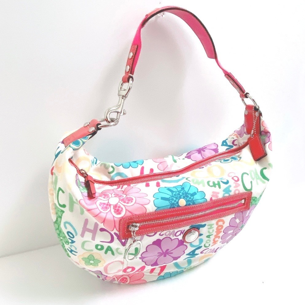 コーチ COACH ショルダーバッグ フラワープリント 白 マルチカラー ナイロン デイジー フローラル COACH ショルダー