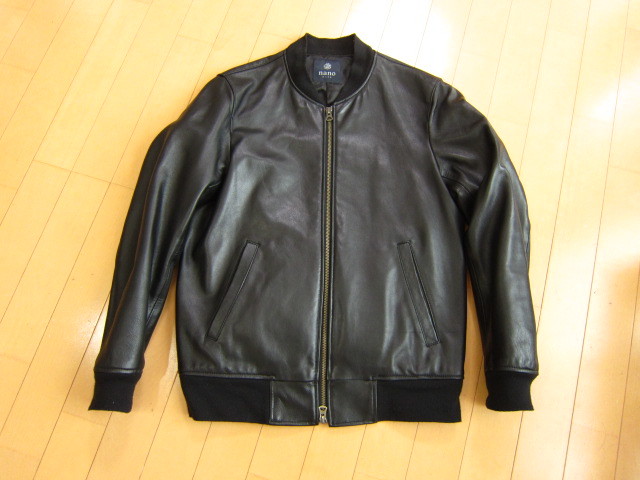 ナノ・ユニバース MA-1タイプ レザージャケット 革ジャン サイズS/M