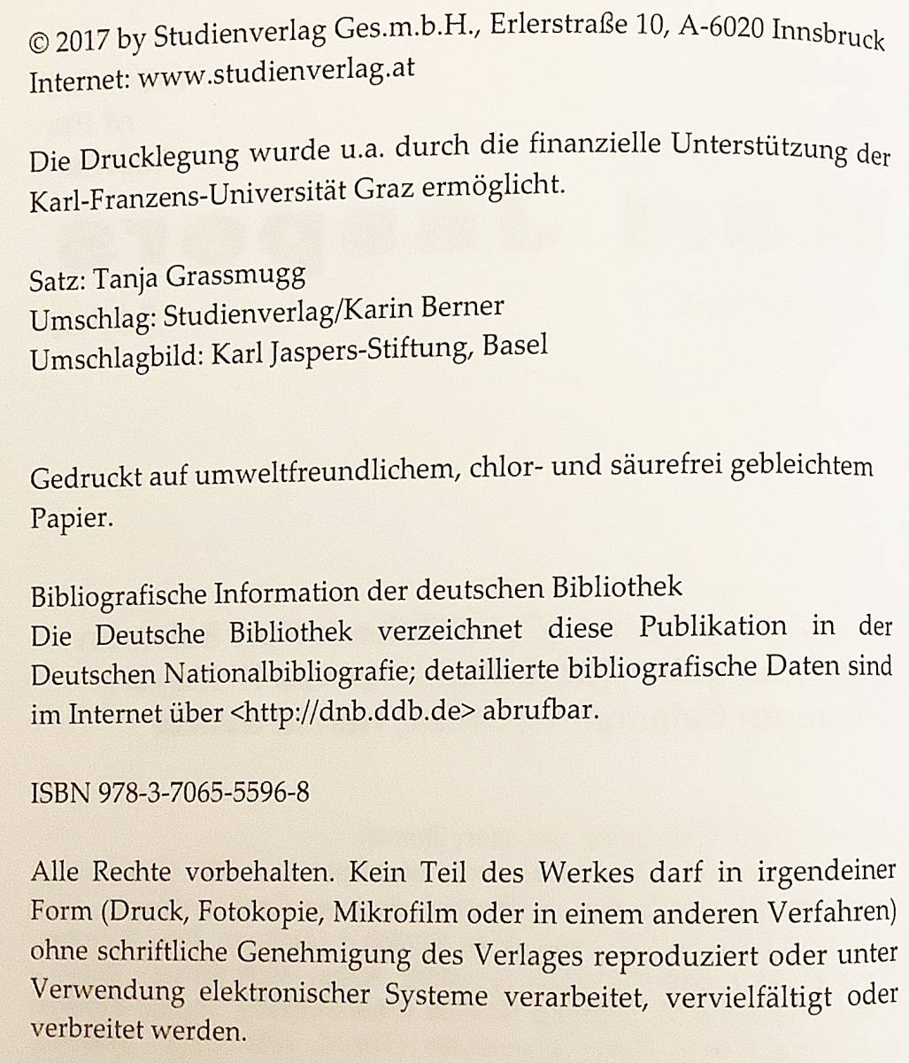 【ドイツ語洋書】 オーストラリア カール・ヤスパース協会年鑑 『Jahrbuch der Osterreichischen Karl Jaspers Gesellschaft』29 (2016)_画像3