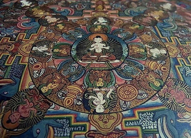 【超安い】 【R0601】ネパール 曼荼羅 細密 仏画 宇宙観 宗教画 