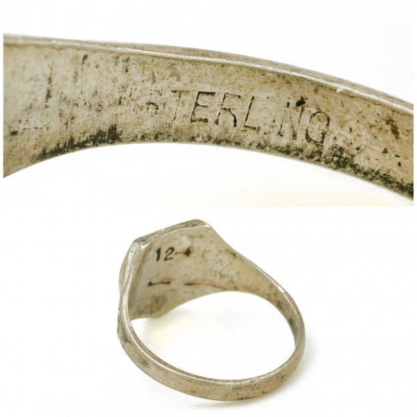  Vintage серебряный производства защита Shape .sig сеть кольцо печатка 27 номер кольцо 