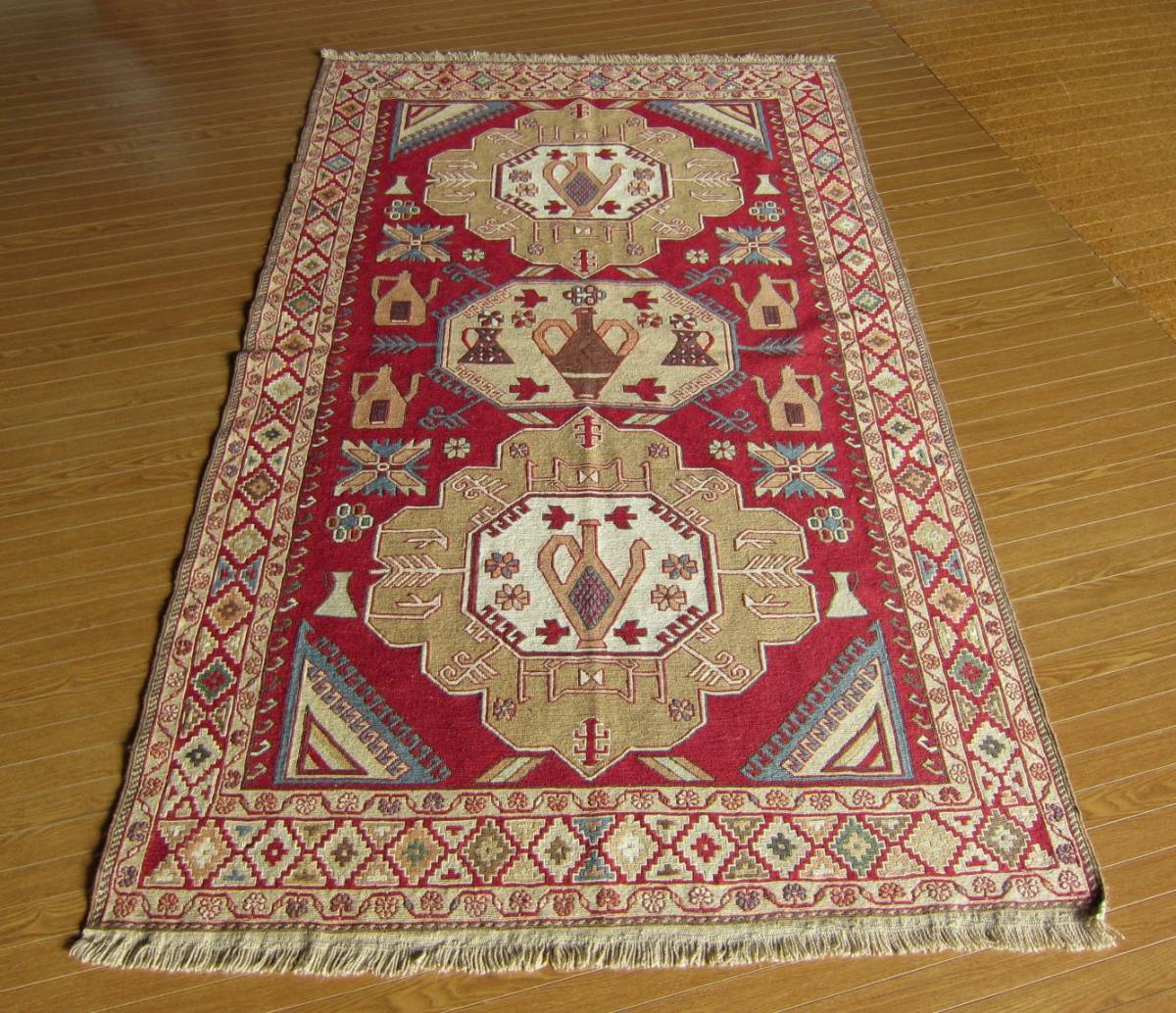 【203×127】イラン直輸入★アゼルバイジャン産キリム・KILIM■2067-309-36