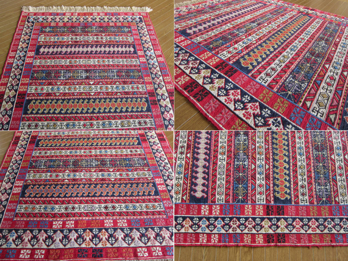 【144×104】イラン直輸入★アゼルバイジャン産キリム・KILIM■2011-391-18_画像5