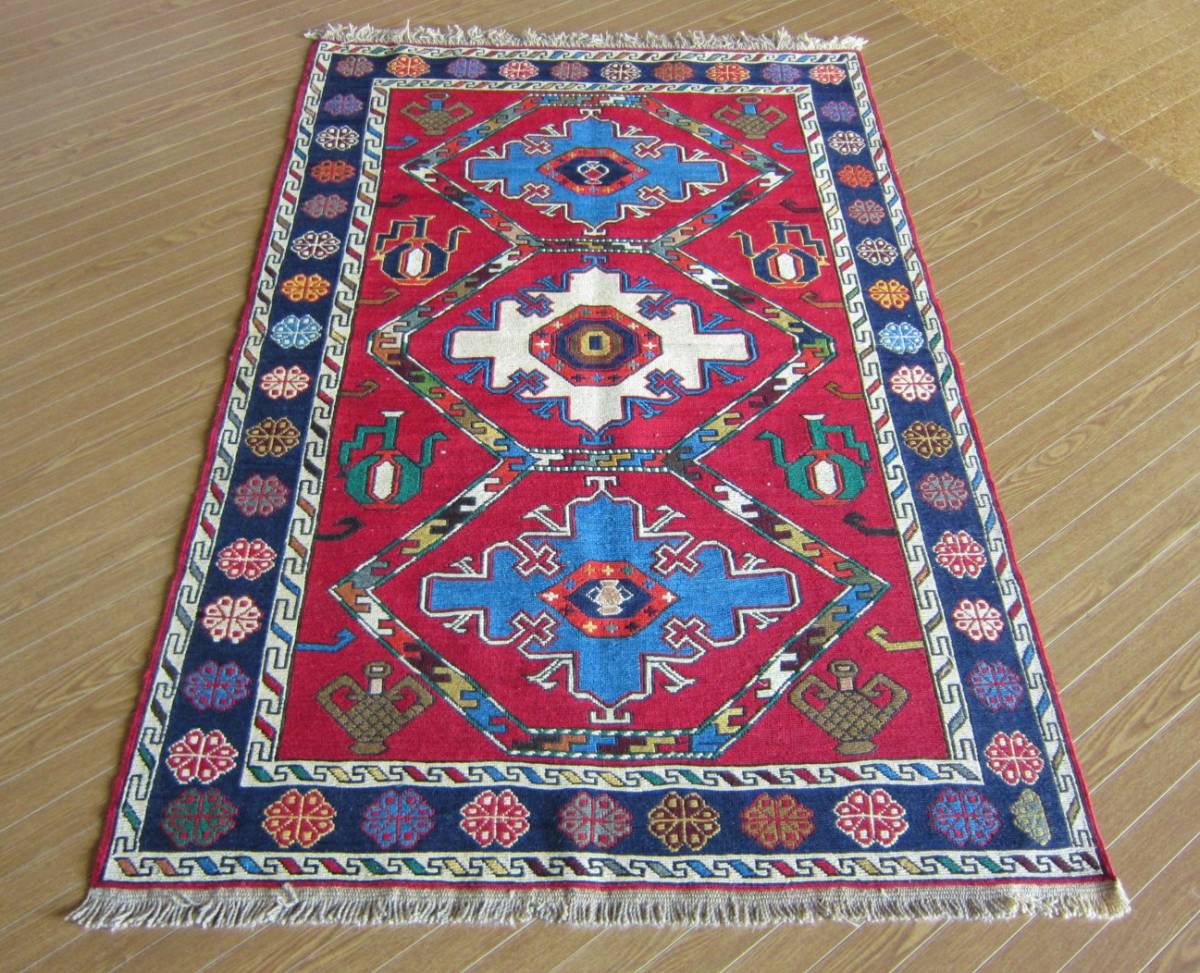 【156×105】イラン直輸入★アゼルバイジャン産キリム・KILIM■2056-373-18_画像1