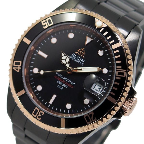 新品/即決価格 エルジン ELGIN 自動巻き メンズ 腕時計 FK1405B-B ブラック//00010297_画像1