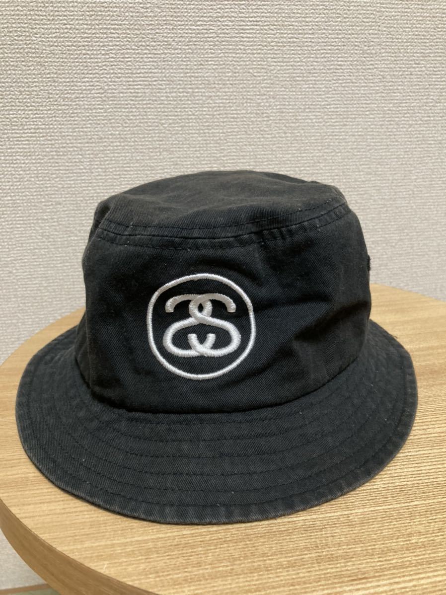 USA古着 STUSSY ステューシー バケットハット old stussy オールド ステューシー シャネルロゴ 帽子 黒 S/M_画像3