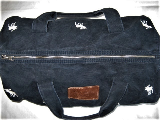 * б/у товар Abercrombie&Fitch Abercrombie & Fitch сумка "Boston bag" большая спортивная сумка портфель темно-синий общий рисунок мусс вышивка ширина 42cm длина 25cm диаметр 26cm*