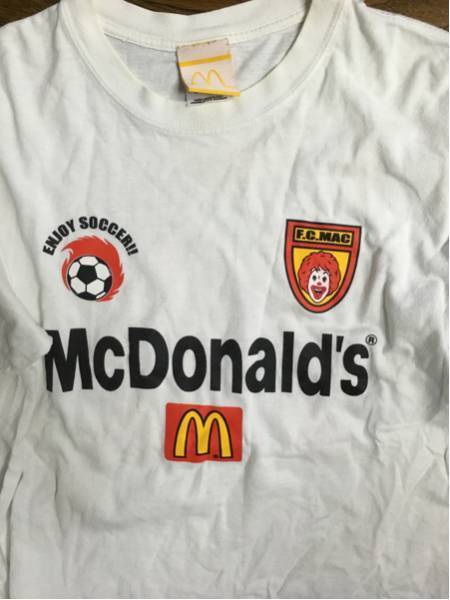 マクドナルド サッカー 半袖 Tシャツ レア！ ユニフォーム マクド シャツ ヴィンテージ old 80's 90's 古着 fc シャツ 白 サッカー_画像3