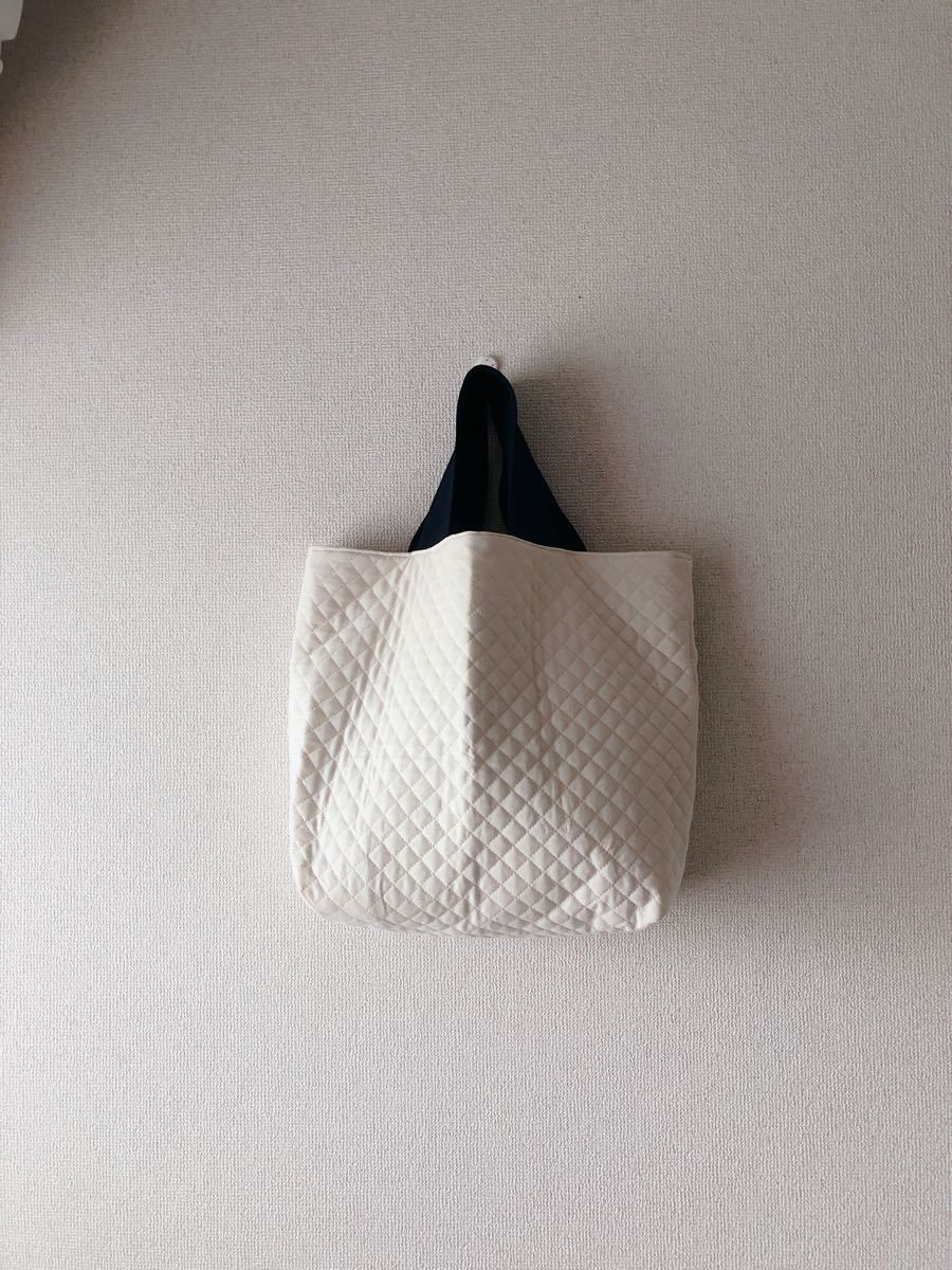 ＊handmade  シンプルトートバッグ ::きなりキルティング