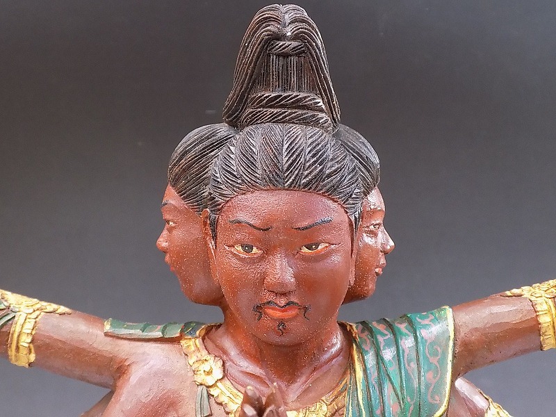 中国仏教美術 金彩 菩薩 仏像 銅 1545㌘ - 彫刻