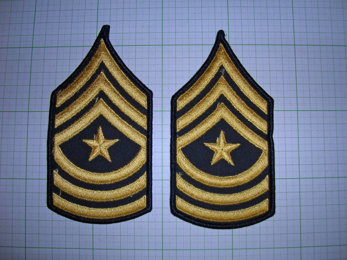 U.S.Army Sergeant Major - gold embroidered on blue, male 上級曹長階級章 ・ 新品(BEST) 在庫限り_画像1