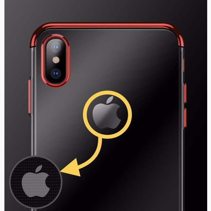 iphone X ケース iphone Xs ケース 赤色枠 クリア 透明 TPU 全面保護 メッキ加工 ソフト アイフォン X Xs 耐衝撃 軽量_画像4