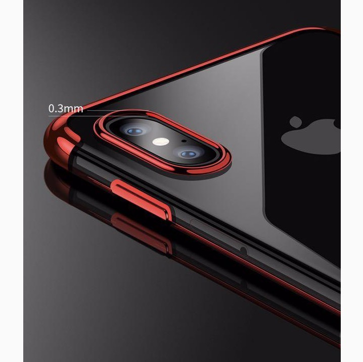 iphone X ケース iphone Xs ケース 赤色枠 クリア 透明 TPU 全面保護 メッキ加工 ソフト アイフォン X Xs 耐衝撃 軽量_画像2