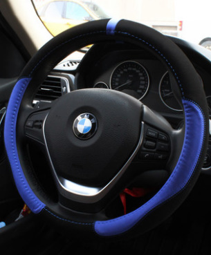 ◎新品未使用 BMW ステアリングカバー 高級 ステアリングメーカー ハンドルカバー おしゃれ レッド ブルー 取り付け簡単 1P 2色展開_画像4