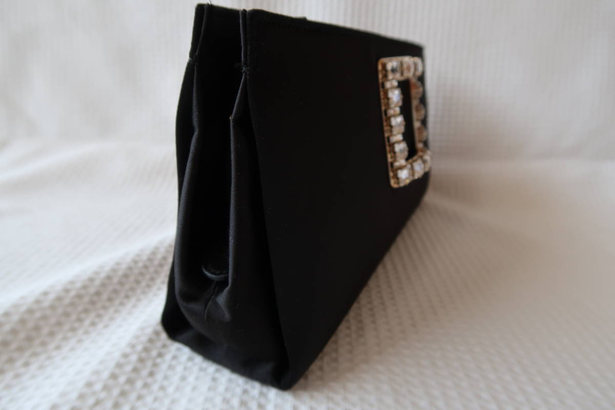 roje vi vi e* super-beauty goods *biju- attaching shoulder clutch bag black silk /ROGERVIVIER* party bag 