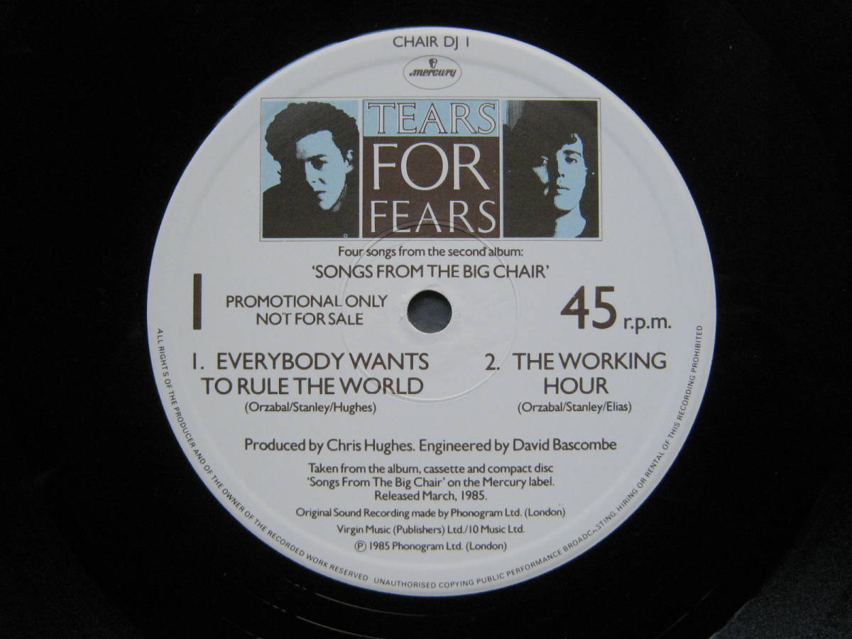 [即決][UKプロモ 12"]★Tears For Fears - Songs From The Big Chair★ティアーズ・フォー・フィアーズ★[英国限定][非売品]_画像4