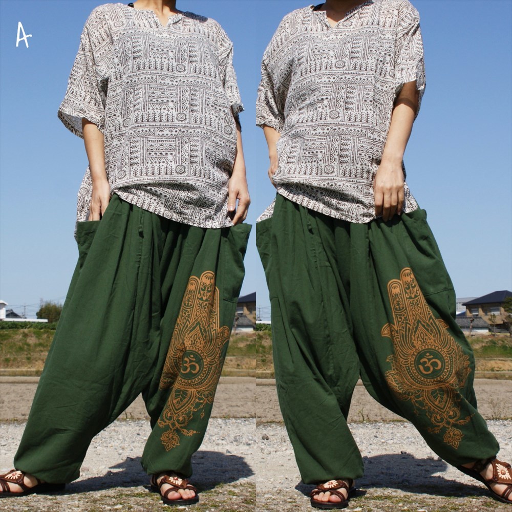 * ethnic sarouel pants cotton material ham sa print including carriage * new goods A* Aladdin pants cotton Asian unisex .. feeling less 