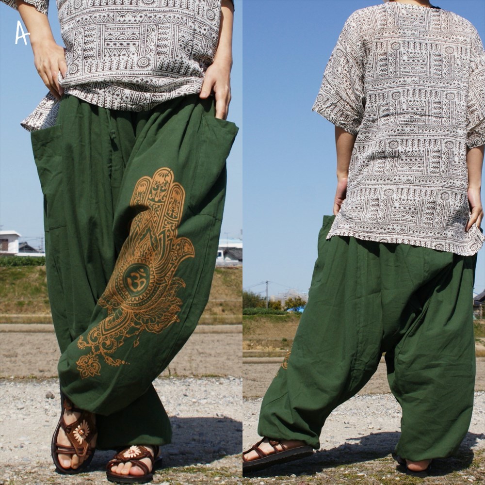 * ethnic sarouel pants cotton material ham sa print including carriage * new goods A* Aladdin pants cotton Asian unisex .. feeling less 