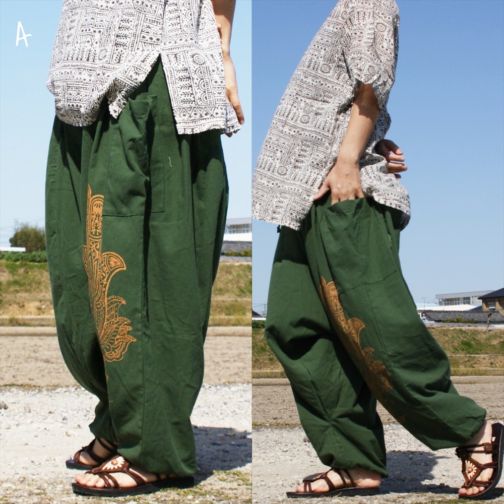 * ethnic sarouel pants cotton material ham sa print including carriage * new goods A* Aladdin pants cotton Asian unisex .. feeling less 