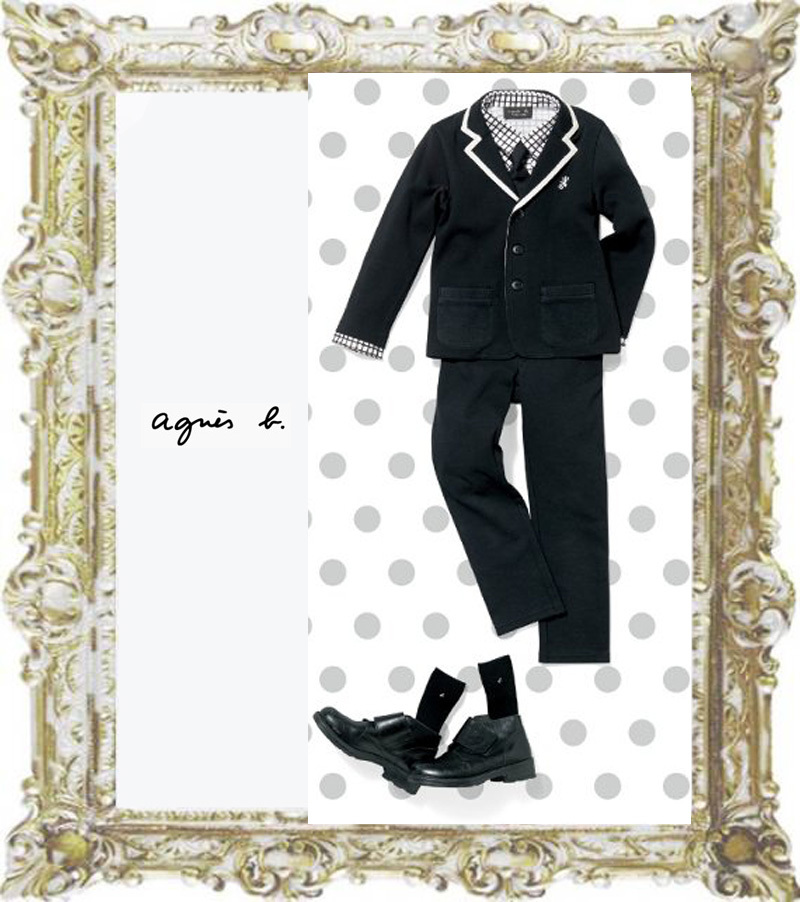 品質が完璧 トカゲ刺繍 キッズ 黒 VESTE E アニエスベーJ630 ENFANT b