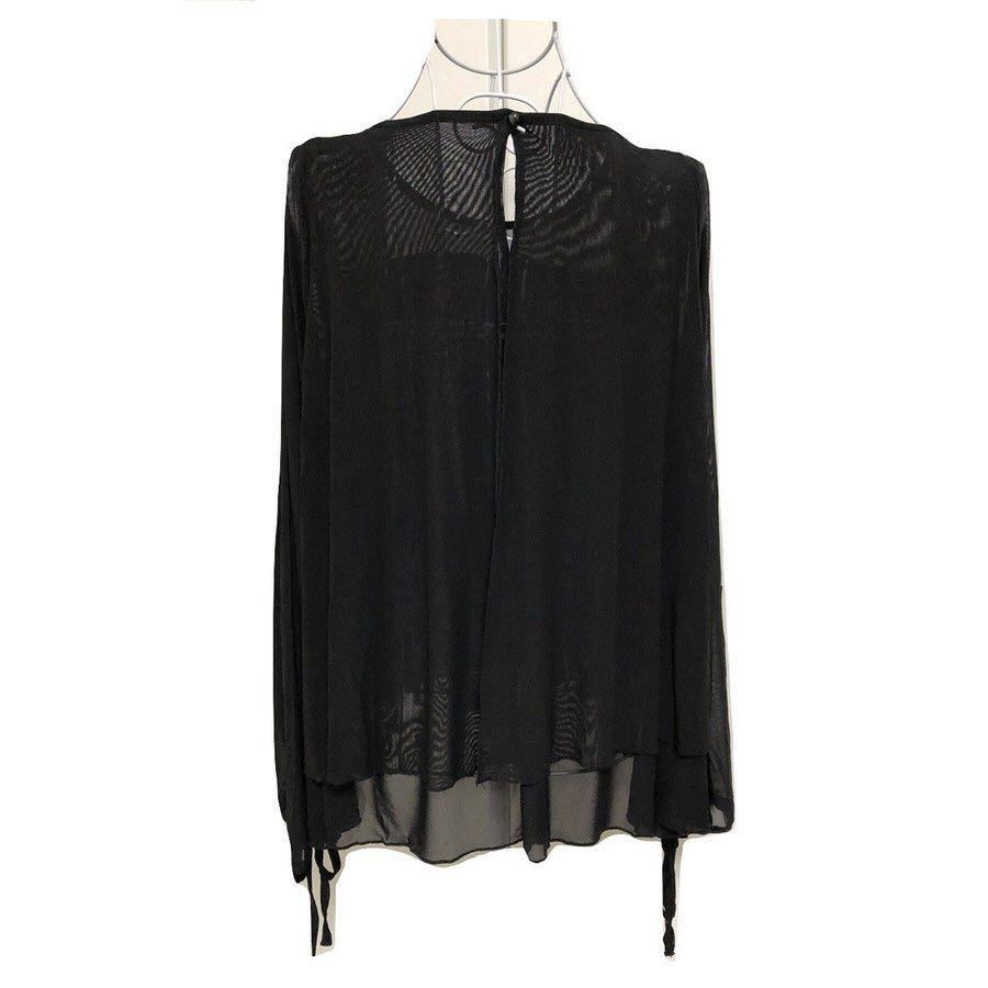  tops blouse tunic long sleeve chu-ru race black free size 21060701