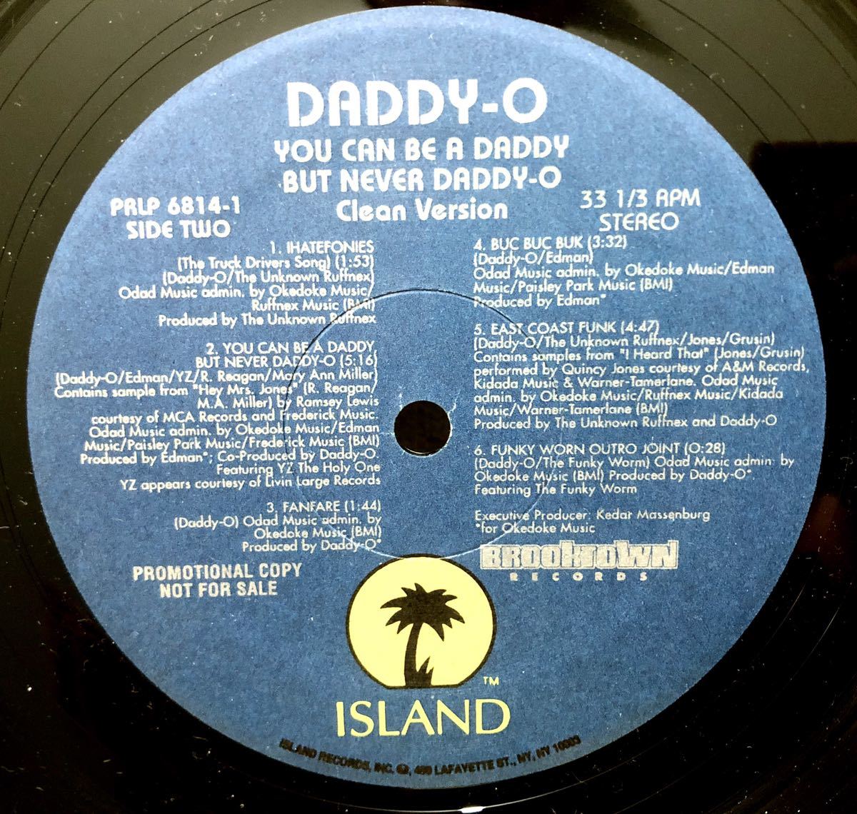 激レア アナログ 正規なし 1993 Daddy-O / You Can Be A Daddy, But Never Daddy-O ダディ オー Original US Promo LP Island Records PRLP_画像4