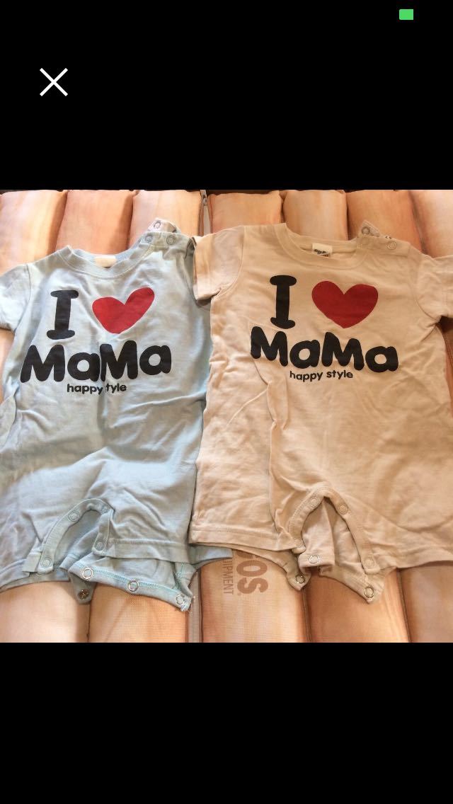 70センチ夏服ロンパース5点セット リンクコーデ　双子コーデ I LOVE MAMA 肌着半袖Tシャツ_画像3