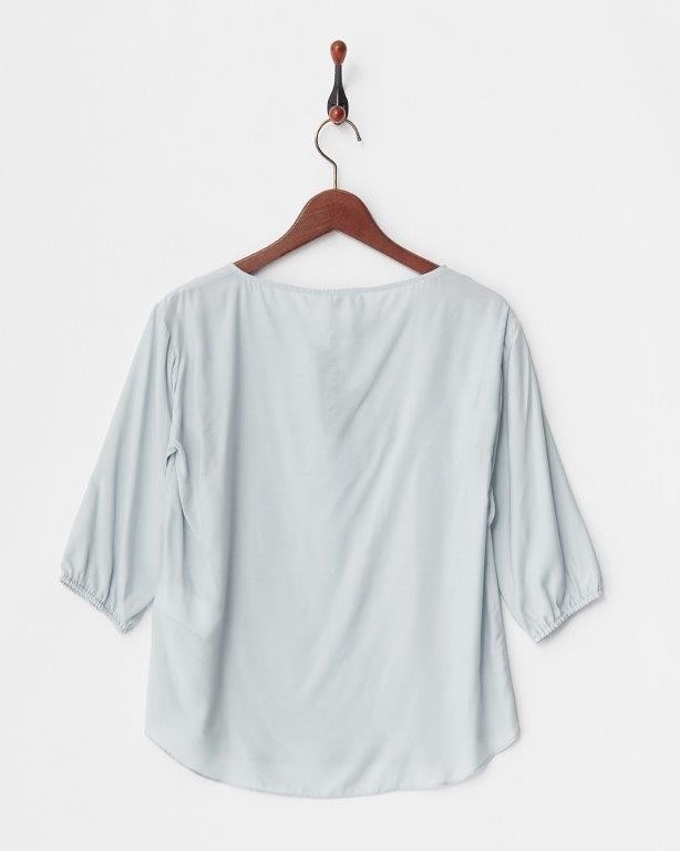 新品☆MAX&CO.フリルブラウス36ブルーグレーPAESTUM Shirtマックス