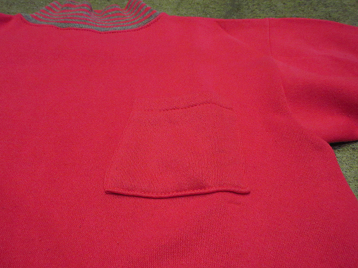  Vintage 80\'s*Tultex обратная сторона ворсистый с карманом ребра окантовка с высоким воротником тренировочный розовый size S*210423f1-m-sws б/у одежда футболка рубашка с длинным рукавом мужской 