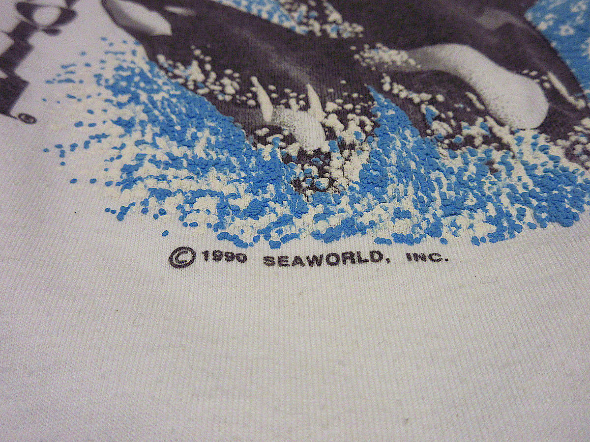 ビンテージ●Sea WorldキッズイルカプリントTシャツ白size 14-16●210430n9-k-tshシーワールド動物子供服USA製トップスホワイト_画像6