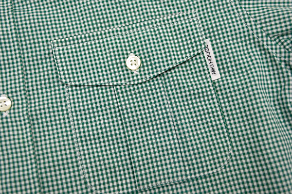 Y-1023* бесплатная доставка * очень красивый товар *MIKI HOUSE COLLECTION Miki House коллекция * сделано в Японии зеленый серебристый жевательная резинка проверка B/D рубашка с коротким рукавом 140cm