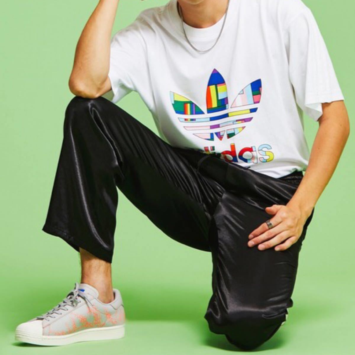 adidas Tシャツ トレフォイル マルチカラー レインボー M