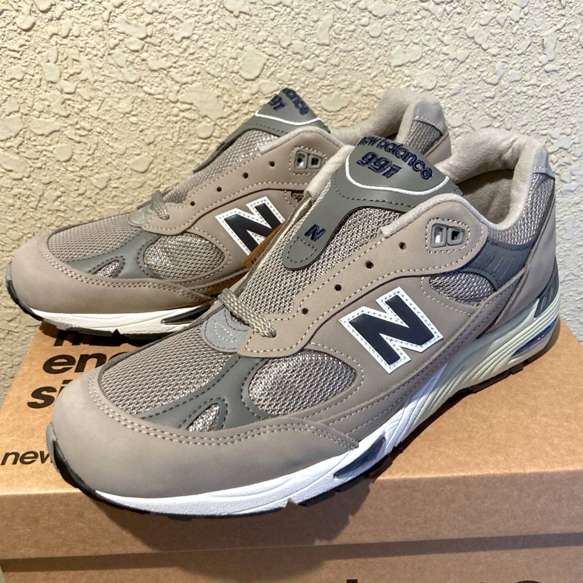 20周年アニバーサリー New Balance M991ANI UK製 US8.5 26.5cm グレー×ネイビー 新品 限定 イギリス英国製 ヌバックレザー NB スニーカー_画像2