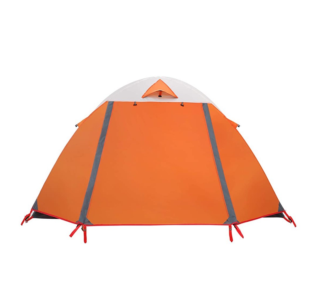  5月末迄最終セール！ 最新式本格ドームテント  二人用 ソロ ツーリング オレンジ 軽量 コンパクト キャンプ