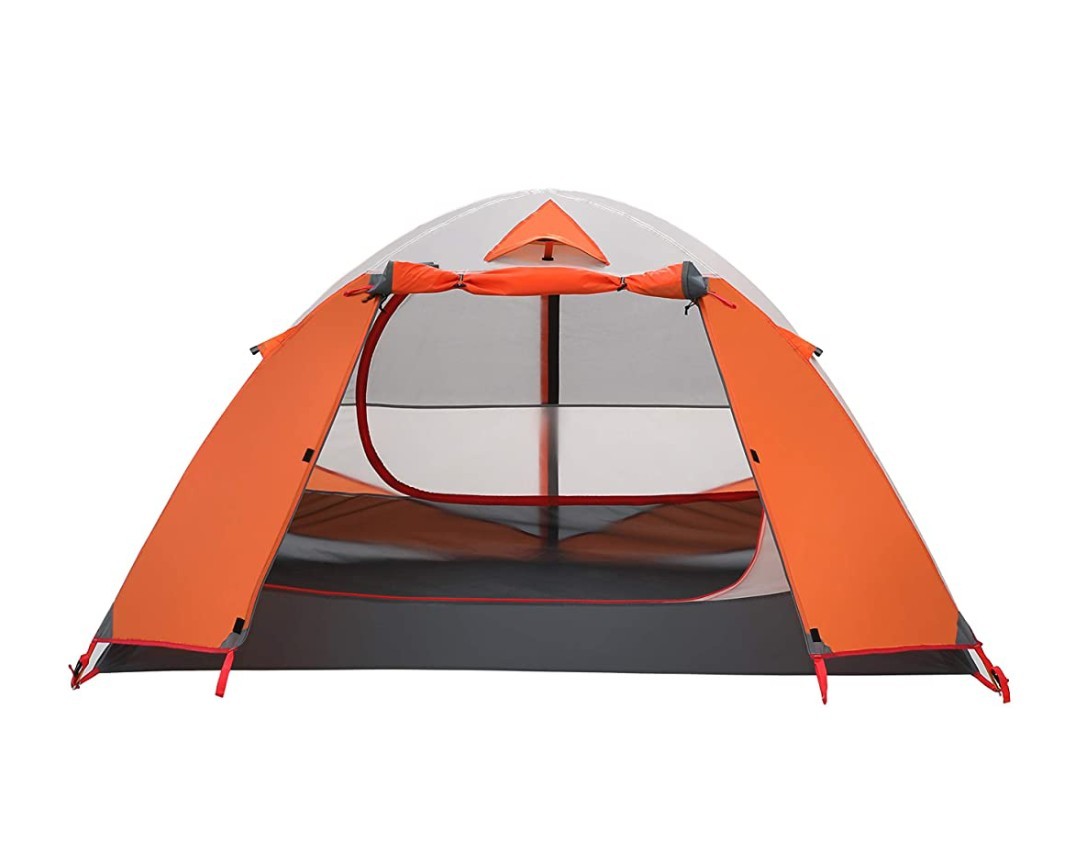  5月末迄最終セール！ 最新式本格ドームテント  二人用 ソロ ツーリング オレンジ 軽量 コンパクト キャンプ