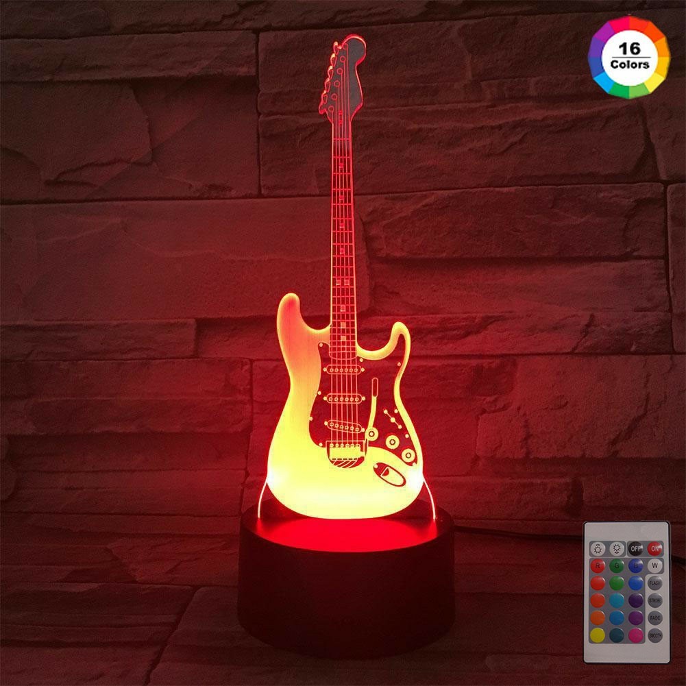 新品リモコン付★16色LEDストラトキャスターエレキギターイルミネーションライト インテリアディスプレイ装飾ランプ