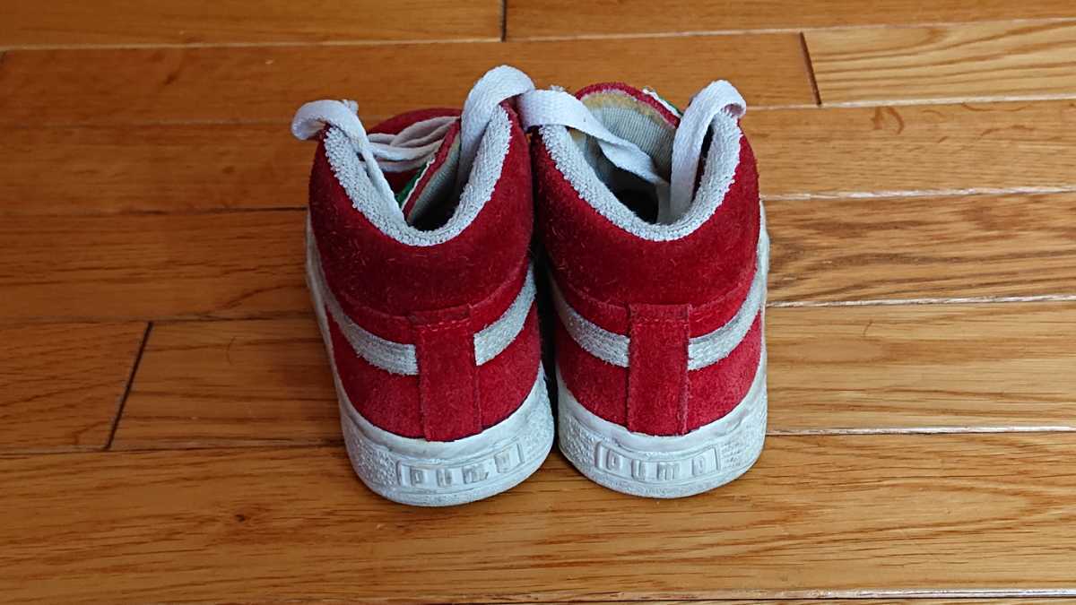 PUMA プーマ SUEDE Hi スウェード ハイ レッド×ホワイト kids JP 15.0 1990年代 美品_画像4