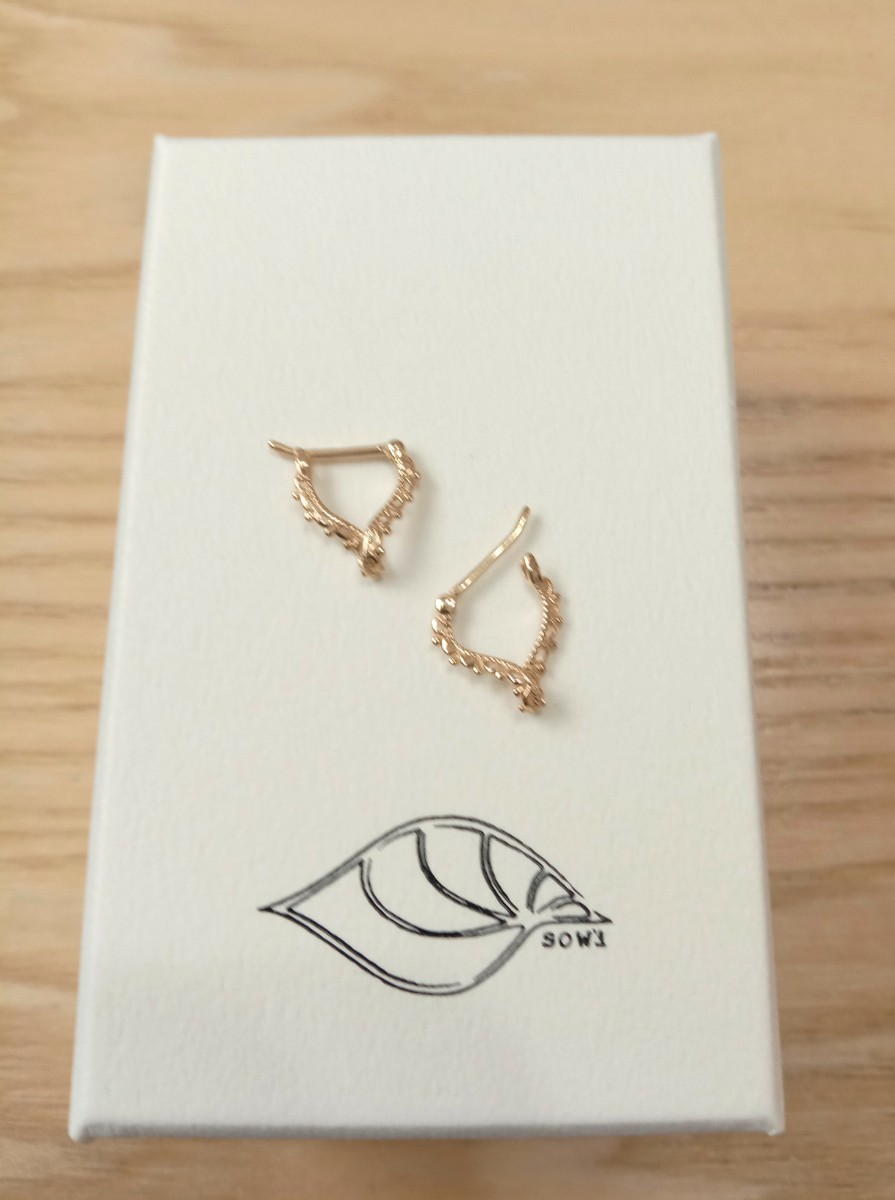 トロピカリーフ♡【ソーイ】K10 透かし レース フープピアス♪アガット