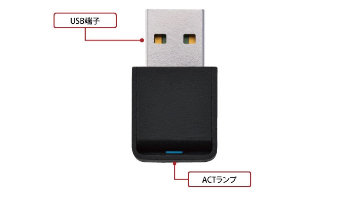 美品　バッファロー　無線LAN USB子機　WI-U2-433DMS　Wi-Fi　433+150Mbps 11ac/n/a/g/b