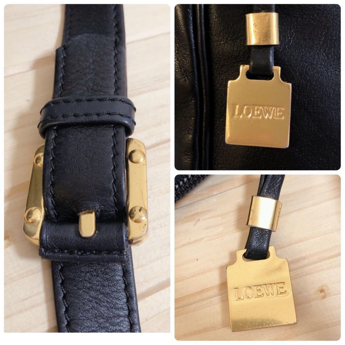 LOEWE ロエベショルダーバッグ アナグラム 肩掛け レザー ブラック