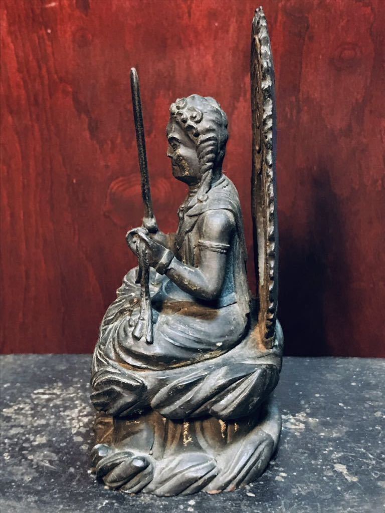 不動明王坐像 真鍮 仏像 江戸時代 仏教美術 置物 骨董品 彫刻 工芸品 古美術
