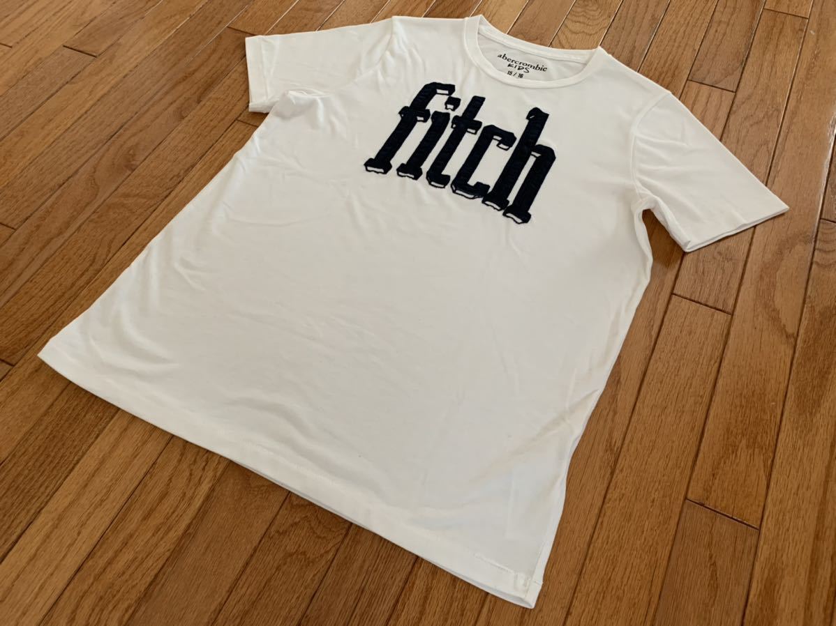 ★超美品★Abercrombie & Fitch(アバクロンビー&フィッチ)半袖 Tシャツ 160cm(15／16)メンズ キッズ 使用２回 ホワイト シャツ アウトドア